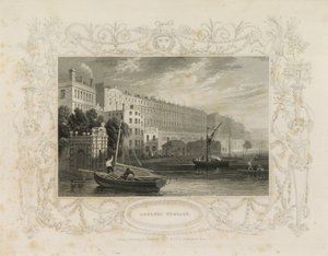 Terrasse Adelphi, y compris la Water Gate, York Buildings, Londres - William Tombleson