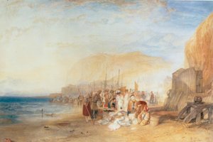 Hastings : Marché aux poissons sur le sable, tôt le matin