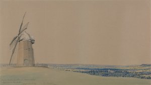 Moulin à vent et église de Tysoe, Warwickshire