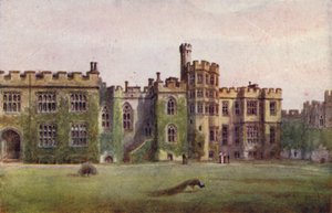 Château de Warwick : Entrée de la chapelle (lithographie en couleur)