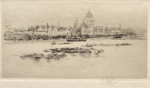 La Tamise depuis Waterloo - Vue vers la cathédrale Saint-Paul - William Walcot