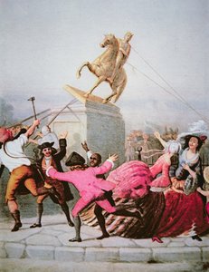 Les patriotes de New York abattent la statue de George III à Bowling Green, le 9 juillet 1776