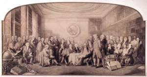 Les hommes éminents de la science en 1807-1808. Réunion dans la bibliothèque de l