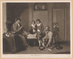 Homme réprimandant des enfants et un homme agenouillé avec des poires - William Ward