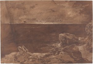 Une côte rocheuse au clair de lune - William West or Samuel Jackson