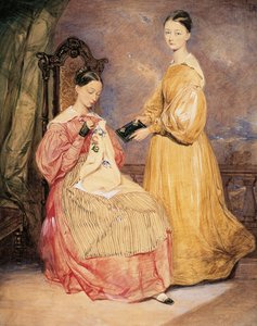 Portrait de Florence Nightingale (1820-1910) avec sa sœur Frances Parthenope, aquarelle de William White Warren