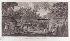 Sacrifice humain à Tahiti dans le Pacifique Sud, vers 1773