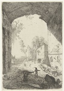 Auberge près de la Grotta della Ninfa Egeria - William Young Ottley