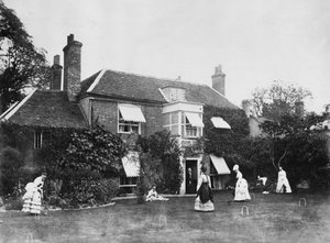 Croquet sur la pelouse à Elm Lodge, Streatley, vers 1870