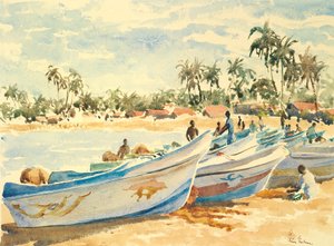 Bateaux de pêche, échoués
