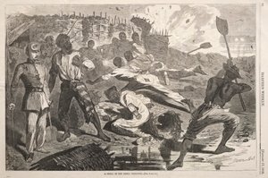 Un obus dans les tranchées rebelles