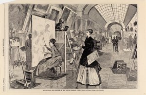 Art-students and Copyists in the Louvre Gallery, Paris, tiré de Harper