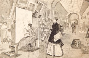 Étudiants en art et copistes dans la galerie du Louvre, Paris, 11 janvier 1868 - Winslow Homer