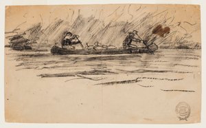 Canoë avec deux hommes