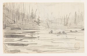 Canoës sur un lac