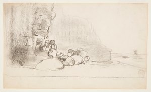 Enfants jouant au bord de la mer, Cullercoats, Angleterre