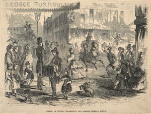 Angle des rues Winter, Washington et Summer, Boston, extrait de Ballou