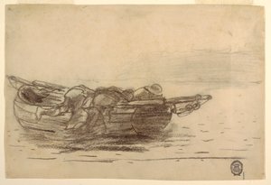 Dessin, pêcheurs escaladant les plats-bords, Cullercoats, Angleterre, 1881-82 - Winslow Homer