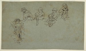 Dessin, Cinq croquis de jeunes garçons, vers 1872