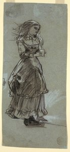 Dessin, fille tenant un verre, probablement 1869 - Winslow Homer