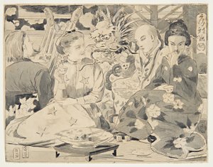 Dessin, International Tea Party, vers 1867 - Winslow Homer