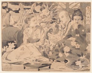 Dessin, International Tea Party, vers 1867