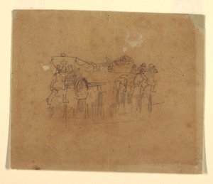 Dessin, canot de sauvetage avec chariot (étude pour "The Wreck", peinture à l