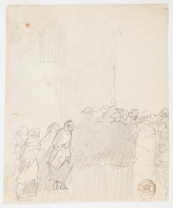 Dessin, hommes et femmes regardant la mer, Cullercoats, Angleterre, 1881 - Winslow Homer