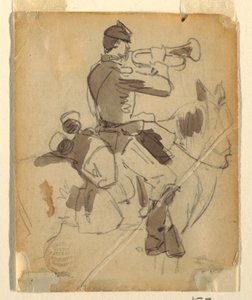 Dessin, clairon à cheval, 1862 - Winslow Homer