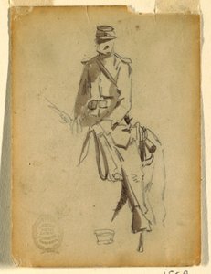 Dessin, officier de cavalerie à cheval, 1862 - Winslow Homer