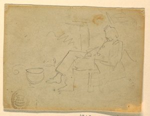 Dessin, soldat assis, 1862 - Winslow Homer