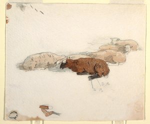 Dessin, mouton au repos, 1878 - Winslow Homer