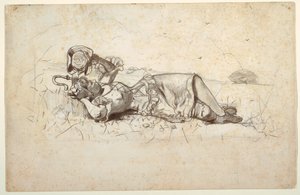 Dessin, bergère au repos, 1877 - Winslow Homer