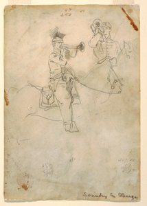 Dessin, Sonner la charge, vers 1862 - Winslow Homer