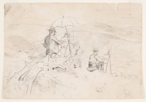 Dessin, étude pour "Artists Sketching in the White Mountains" et "The Artist in the Country", 1868 - Winslow Homer