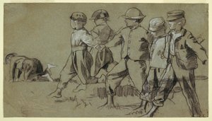 Dessin, étude pour "Snap the Whip", 1872 - Winslow Homer