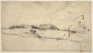 Dessin, trois bateaux avec des pêcheurs tendant un filet, 1881-82 - Winslow Homer
