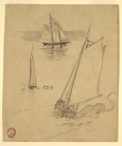 Dessin, Trois croquis de goélettes, probablement 1880 - Winslow Homer