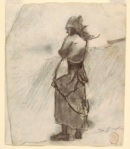 Dessin, Femme regardant la mer, Cullercoats, Angleterre, 1881-82 - Winslow Homer