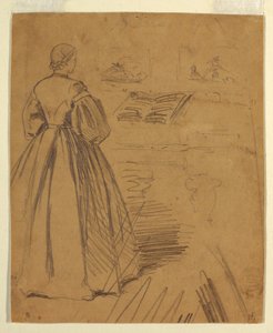 Dessin, Femme debout devant un piano, 1862 - Winslow Homer
