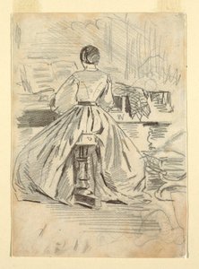 Dessin, Femme au piano, 1862 - Winslow Homer