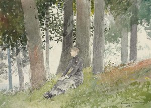 Fille assise dans un bosquet - Winslow Homer