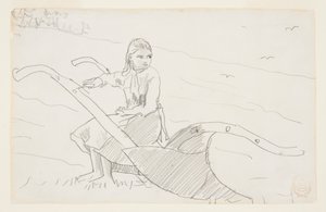 Fille assise sur une charrue - Winslow Homer