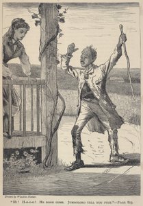 "Hi ! H-o-o-o ! Il est venu. Jumboloro Tell You Fust", tiré de The Galaxy, juin 1869 - Winslow Homer