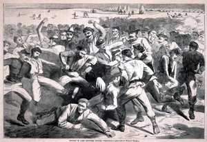Jour de fête au camp - soldats jouant au « football », de Harper