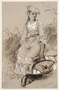 Fille assise avec un panier - Winslow Homer