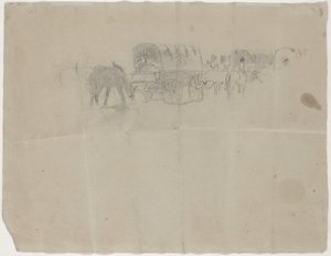 Train de ravitaillement et mules [verso] - Winslow Homer