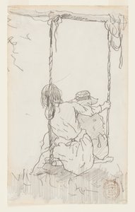 Deux filles sur une balançoire