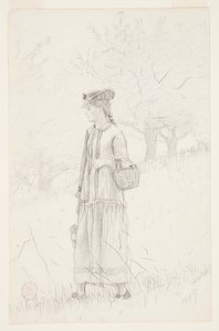 Jeune femme portant un panier