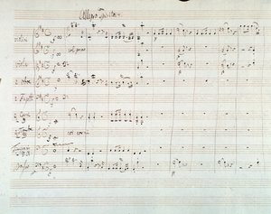 Page de partition de la Symphonie n°8 en ré majeur, par Mozart (1768) - Wolfgang Amadeus Mozart